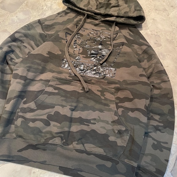 True Religion Men’s Foil Buddha Logo Hoodie – Camo Green (Size Small) - Picture 2 of 7